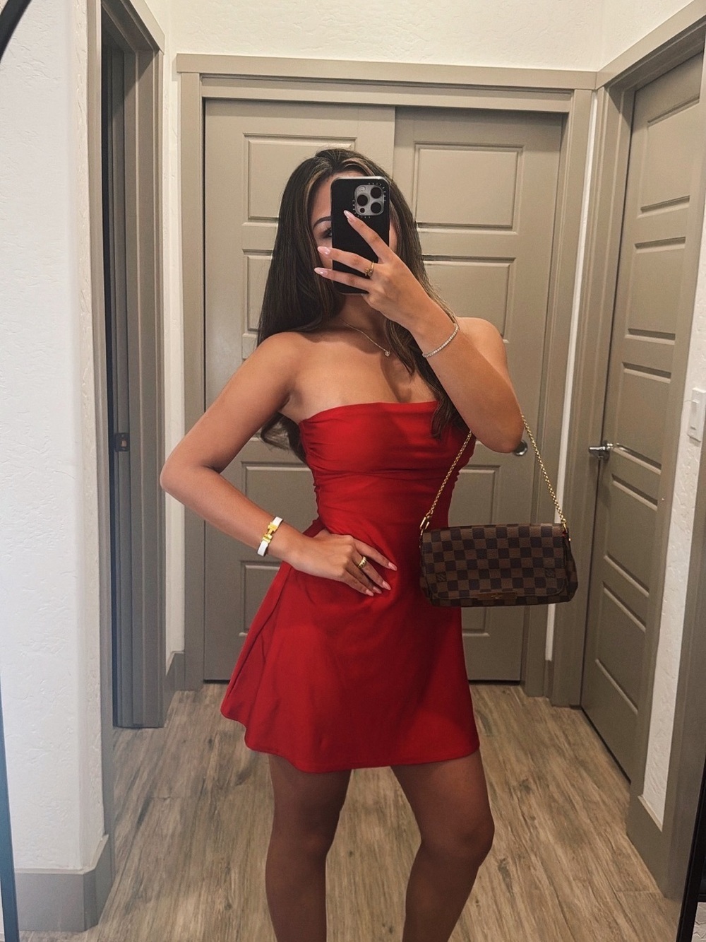 Red Strapless Mini Dress